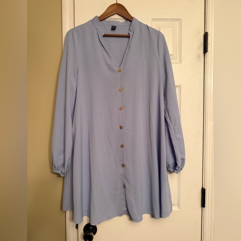 New SHEIN Light Blueish periwinkle lilac dress Button-Down Tunic large